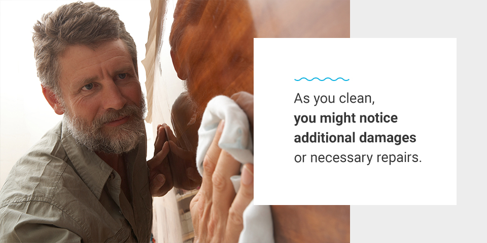 You might notice additional damage or necessary repairs as you clean